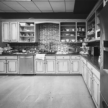 You'll love our modern kitchen. Kitchen in our web design studio