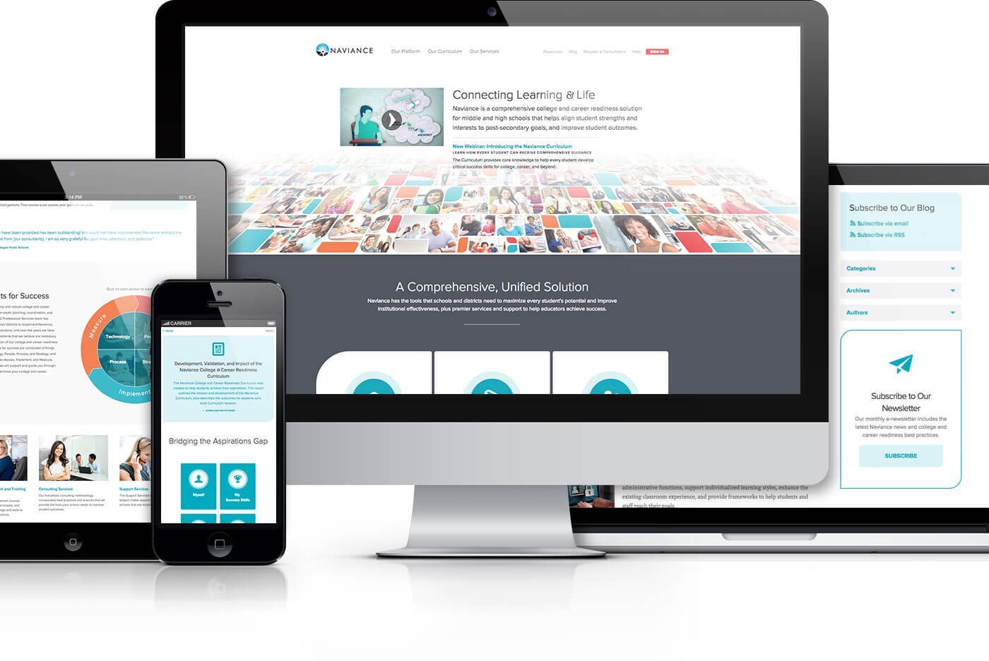 Mobile, Tablet, Laptop, and Desktop Views of Education Website Custom Web Design Solution for Education Services Company