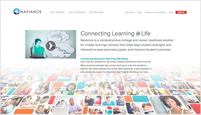 Edtech website example - Naviance