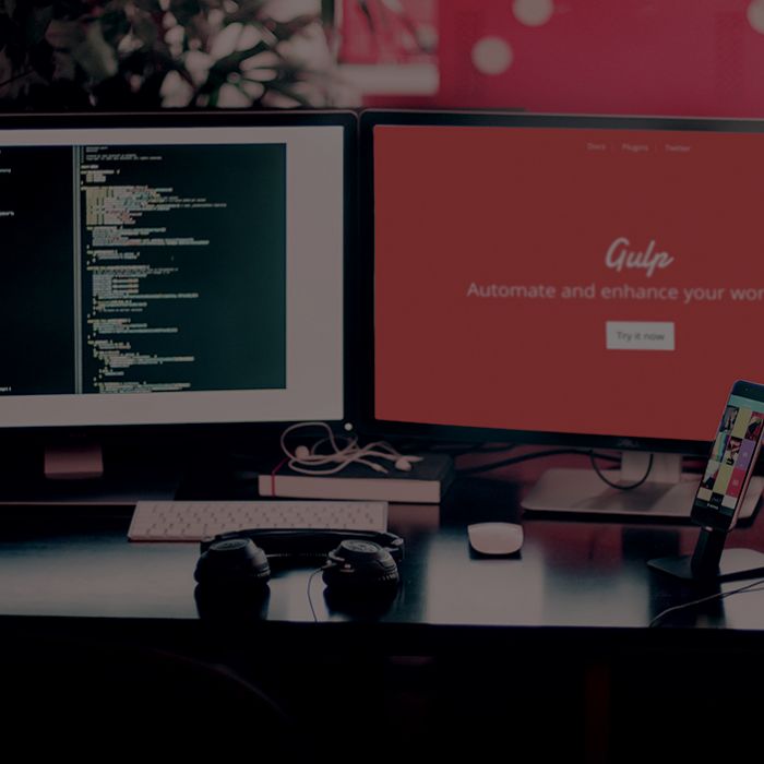 Craft Gulp Square Desktops with open text editor and Gulp homepage thumbnail